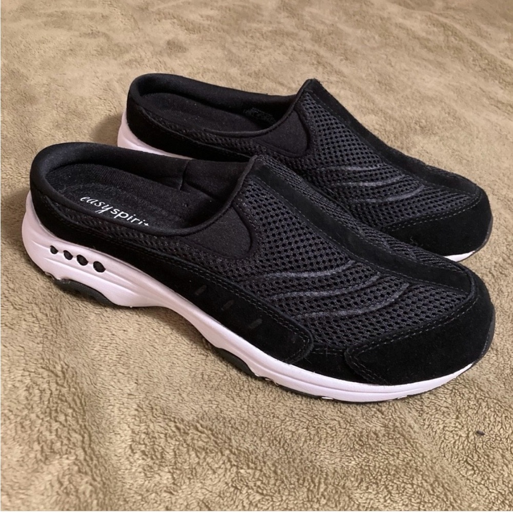 Easy Spirit Travel Time Leather Clogs Black Size 8.5M